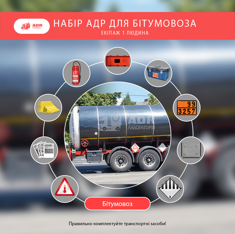 Набор АДР для битумовоза (для одного члена экипажа)