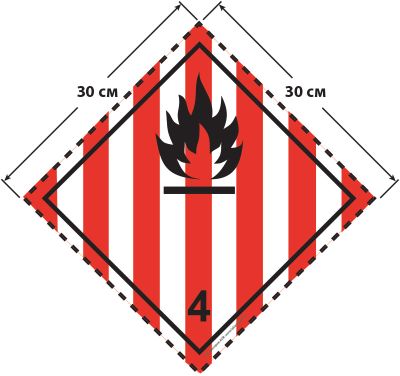 Большой знак опасности 30 на 30 см (№ 4.1) для легковоспламеняющихся твердых веществ