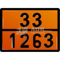 Табличка оранжевого кольору 33 1263  для перевезення розчинників і фарби