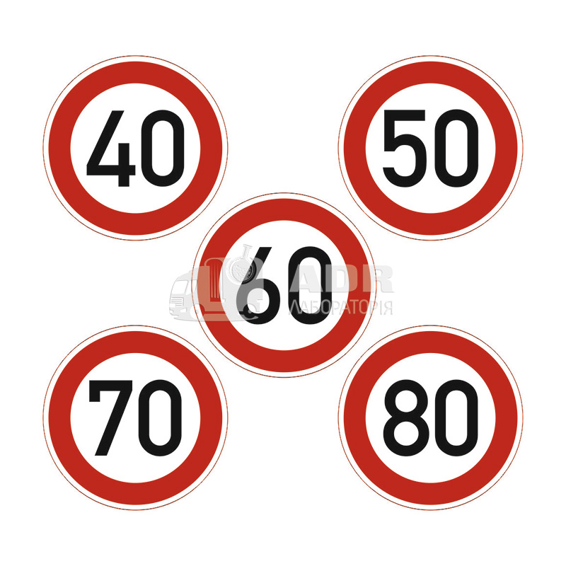 Знаки «Ограничение максимальной скорости» от 40 до 80 км/ч для газовозов