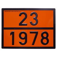 Табличка оранжевого кольору 23 1978 для перевезення пропану (Лаборатория АДР)