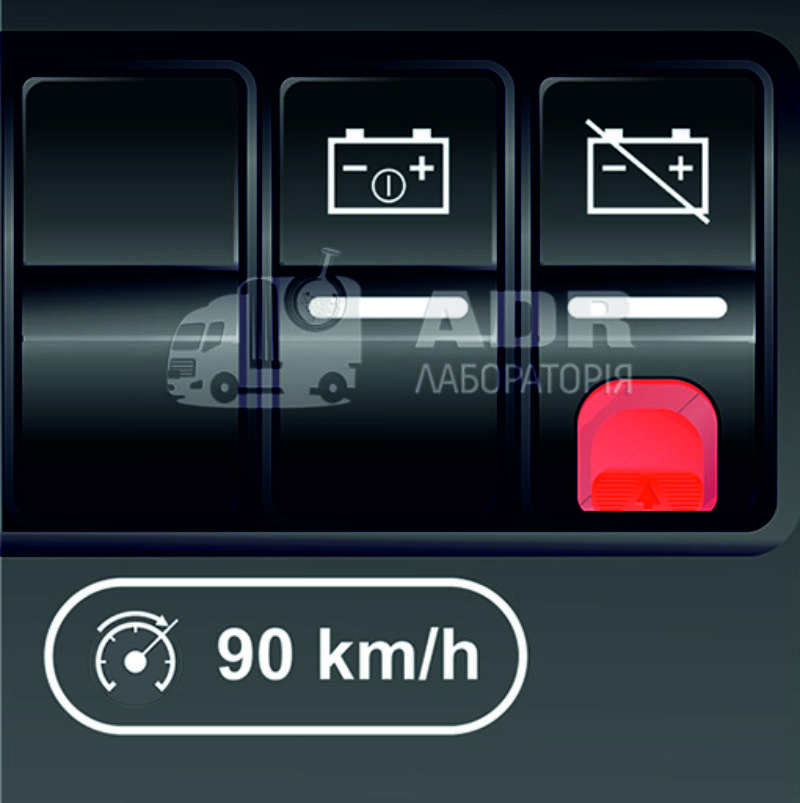 Наклейка ограничения скорости с показателем спидометра под кнопку 90 км/ч