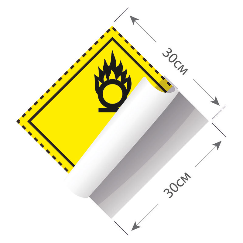 Большой знак опасности 30 на 30 см (№ 5.1) для окисляющих веществ на оцинкованной основе