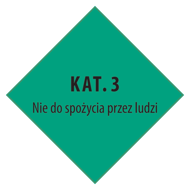 Знак «КАТ.3 Nie do spożycia przez ludzi» для перевозки субпродуктов животного происхождения (на польском языке)