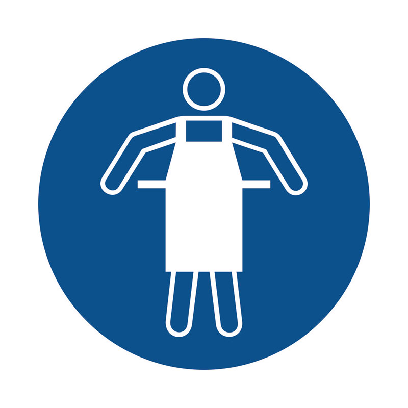 Наклейка «Использовать защитный фартук» 10 на 10 см