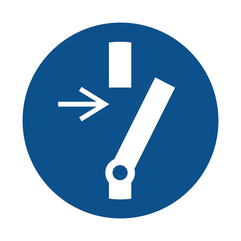 Наклейка «Отсоединить перед выполнением технического обслуживания или ремонта» 10 на 10 см