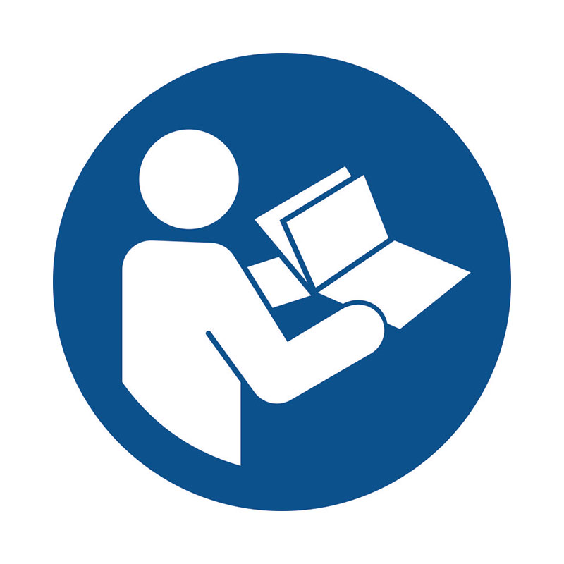 Наклейка «Смотреть руководство по эксплуатации/брошюру» 10 на 10 см