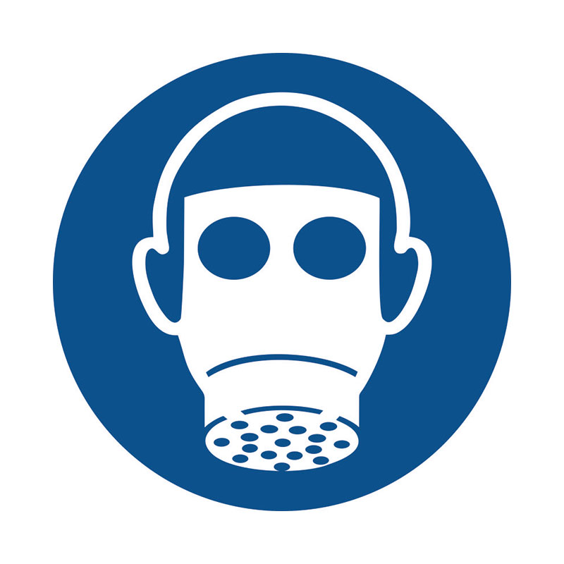 Наклейка «Надеть средство защиты органов дыхания» 10 на 10 см