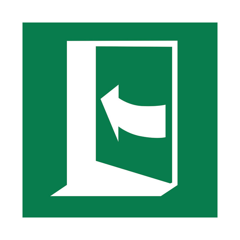 Наклейка «Дверь открывается толчком влево» 10 на 10 см