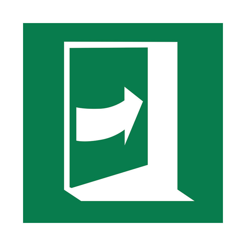 Наклейка «Дверь открывается толчком вправо» 10 на 10 см