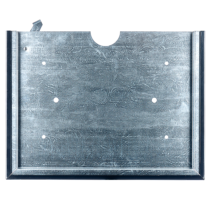 Кронштейн (кишеня) з фіксатором з чорною каймою пофарбуванням із оцинкованої сталі для універсальної таблички оранжевого кольору 40 на 30 см