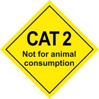 Наклейка CAT 2 Not for animal consumption  на англійськів мові (КАТ 2 «Не для споживання тваринами»)