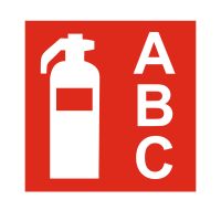 Наклейка «Огнетушитель, пригодный для тушения пожаров классов A, B и C» 10 на 10 см