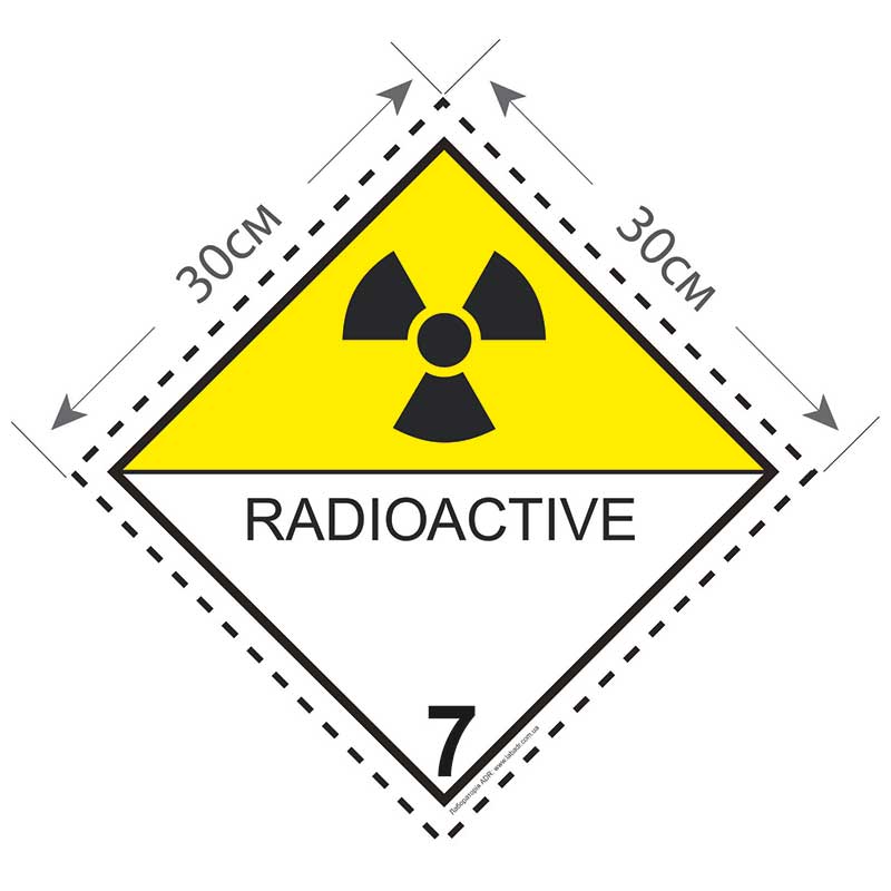 Большой знак опасности 30 на 30 см (№ 7D) для радиоактивных материалов